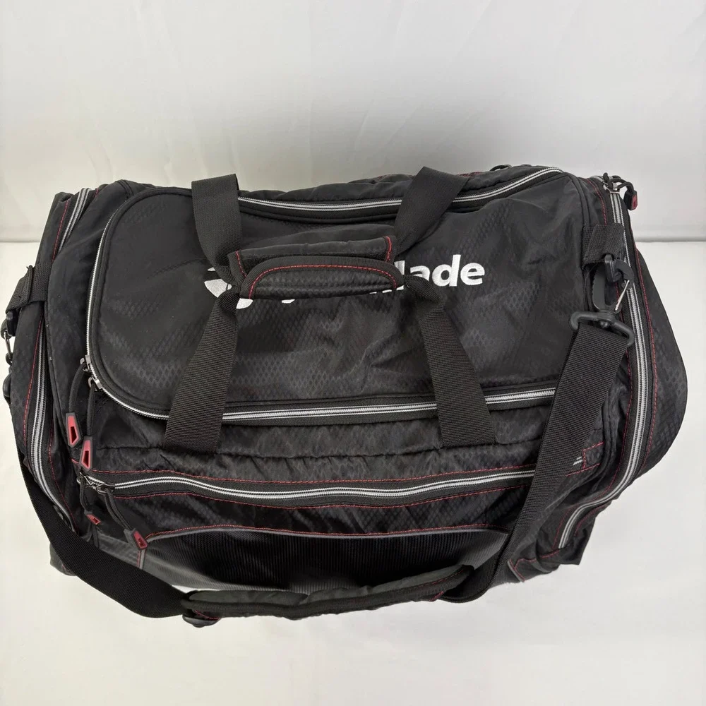 TaylorMade Black Golf Duffel Bag Red Stitching Travel Gym Sports Carryall
